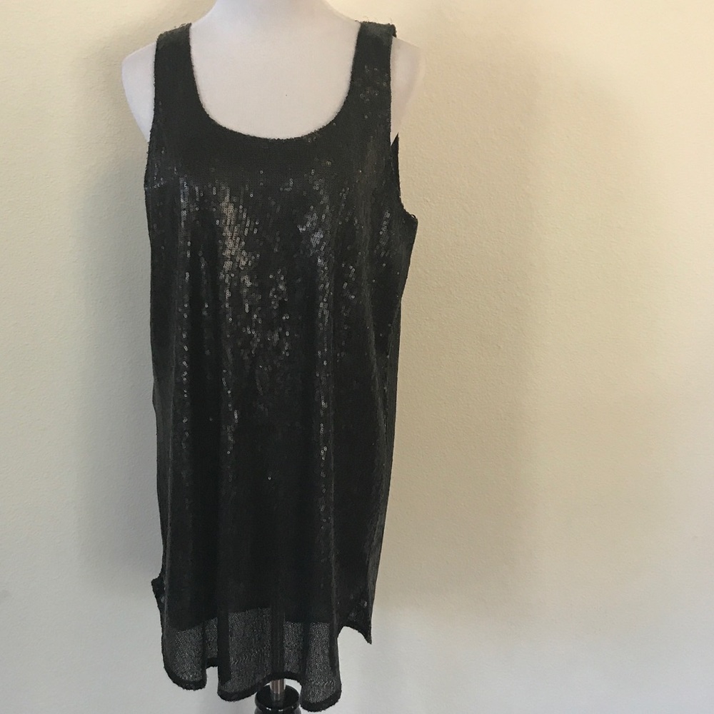 ZARA BLACK SEQUIN SLEEVELESS DRESS, SIZE L…